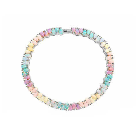 SILVER DANCING DREAMS OPAL TENNIS BRACELET 7"