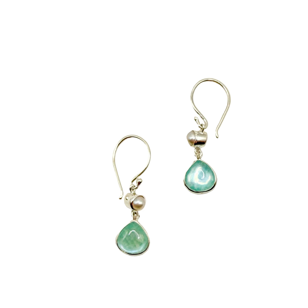 AMAZONITE AND PEARL EARRINGS