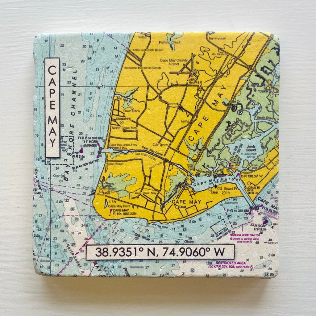 CAPE MAY MAP AND COORDINATES COASTER