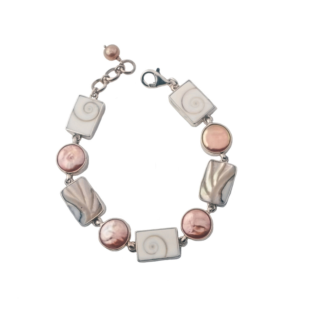 Shell & Peach Pearl Bracelet