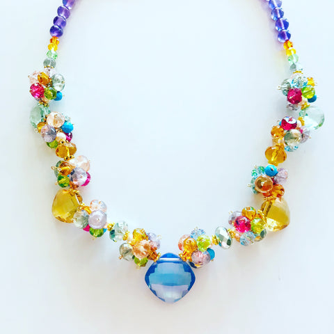 GEM CLUSTER STATEMENT NECKLACE