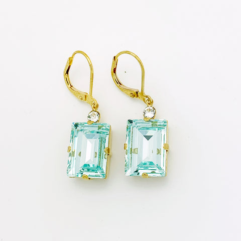 PALE BLUE SWAROVSKI CRYSTAL EARRINGS