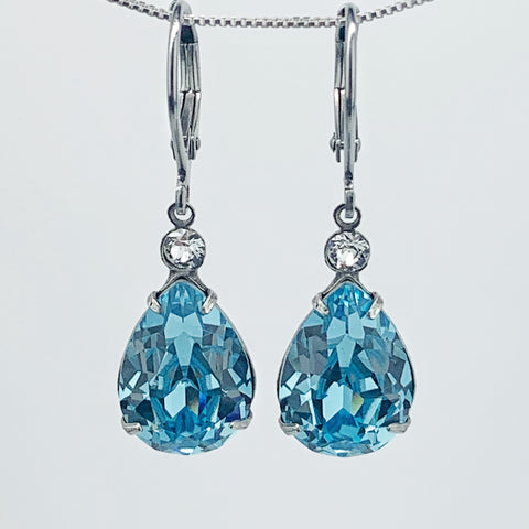 AQUA TEARDROP CRYSTAL DROP EARRINGS