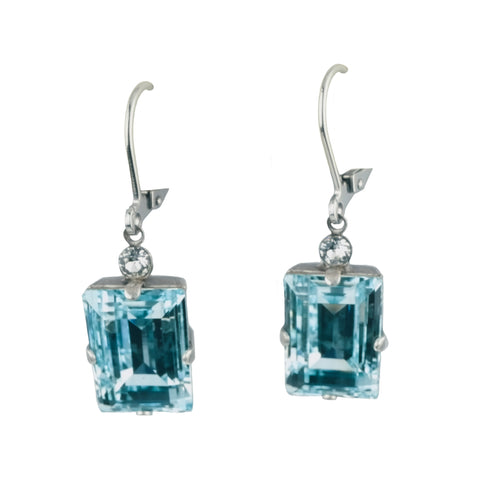 PALE BLUE RECTANGLE EARRING