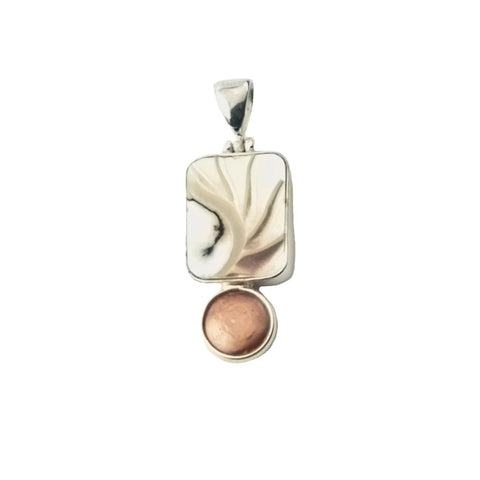 NAUTILUS AND PEACH PEARL PENDANT
