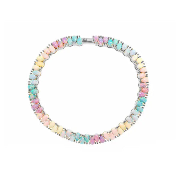 SILVER DANCING DREAMS OPAL TENNIS BRACELET 7"