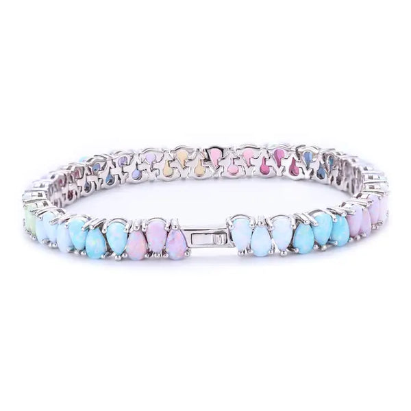 SILVER DANCING DREAMS OPAL TENNIS BRACELET 7"