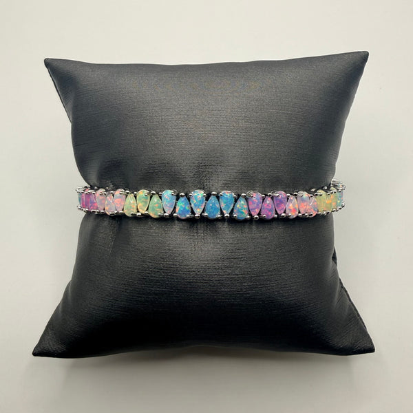 SILVER DANCING DREAMS OPAL TENNIS BRACELET 7"