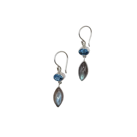 BLUE TOPAZ AND LABRADORITE EARRINGS