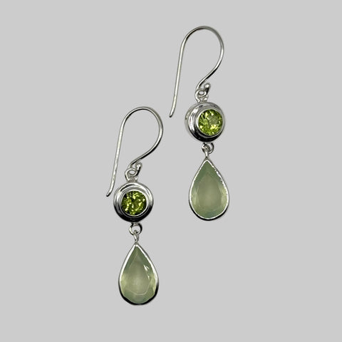 PREHNITE AND PERIDOT EARRINGS