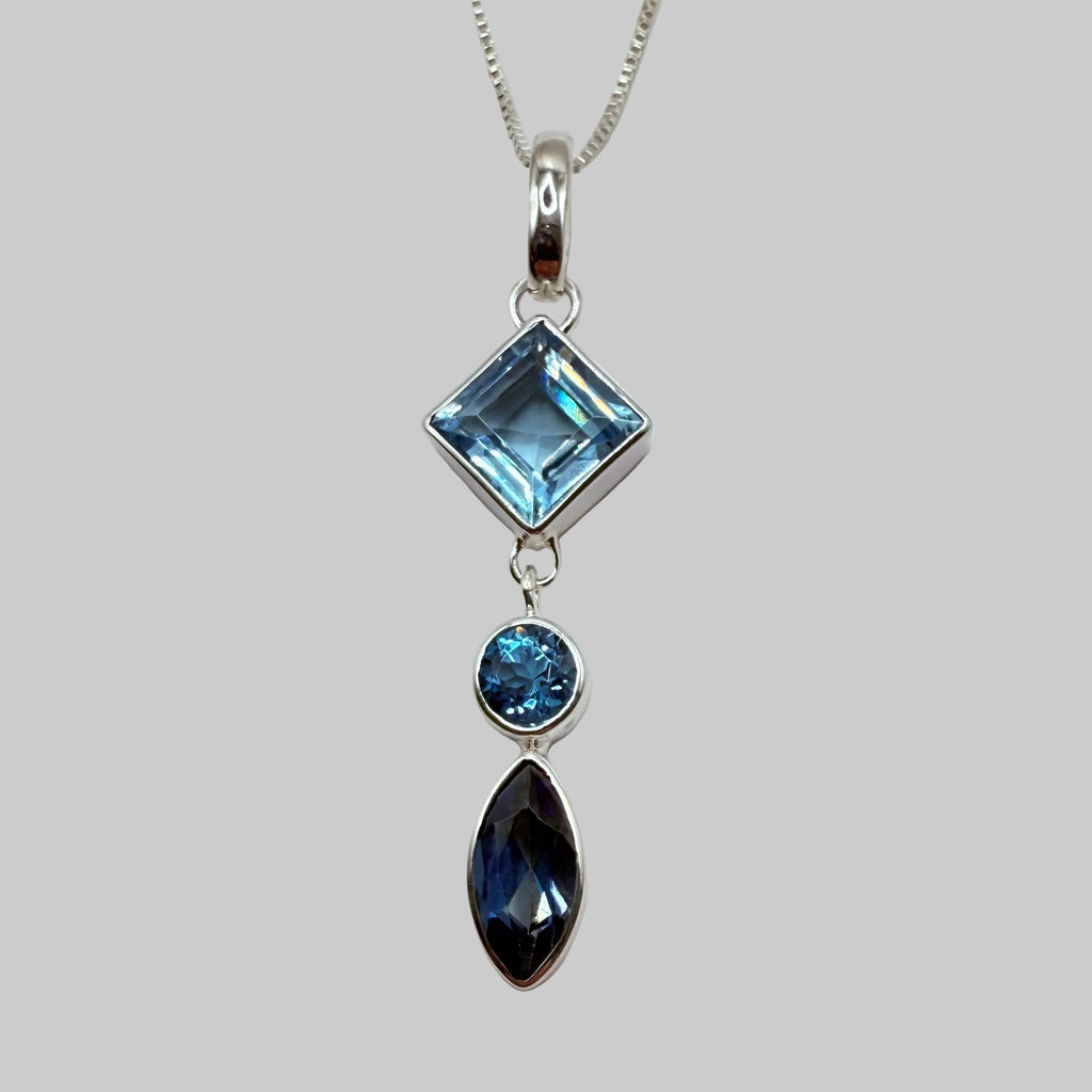 BLUE TOPAZ TRIPLE NECKLACE