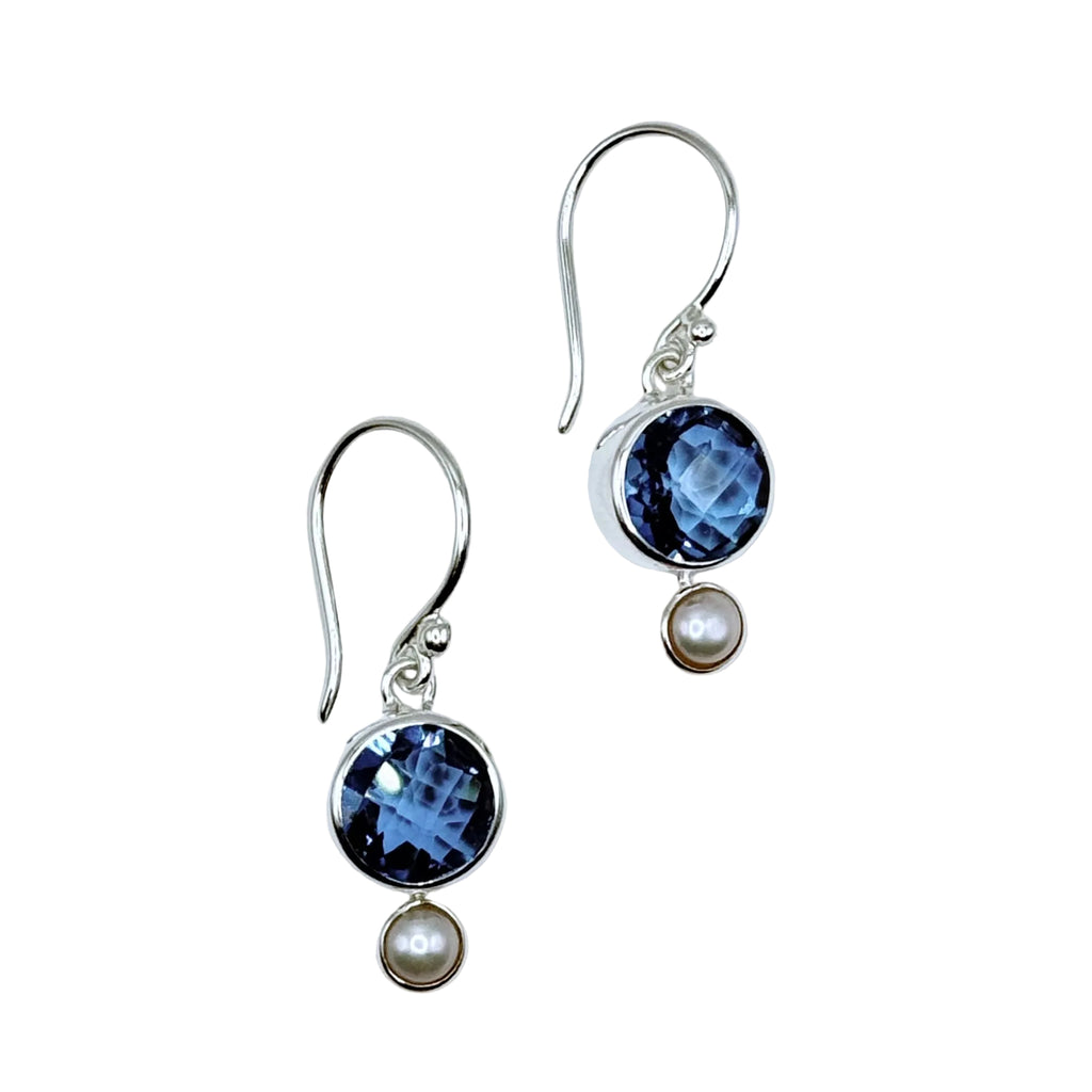 LONDON BLUE TOPAZ AND PEARL EARRINGS