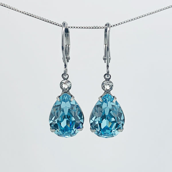 TEARDROP CRYSTAL DROPS-AQUA