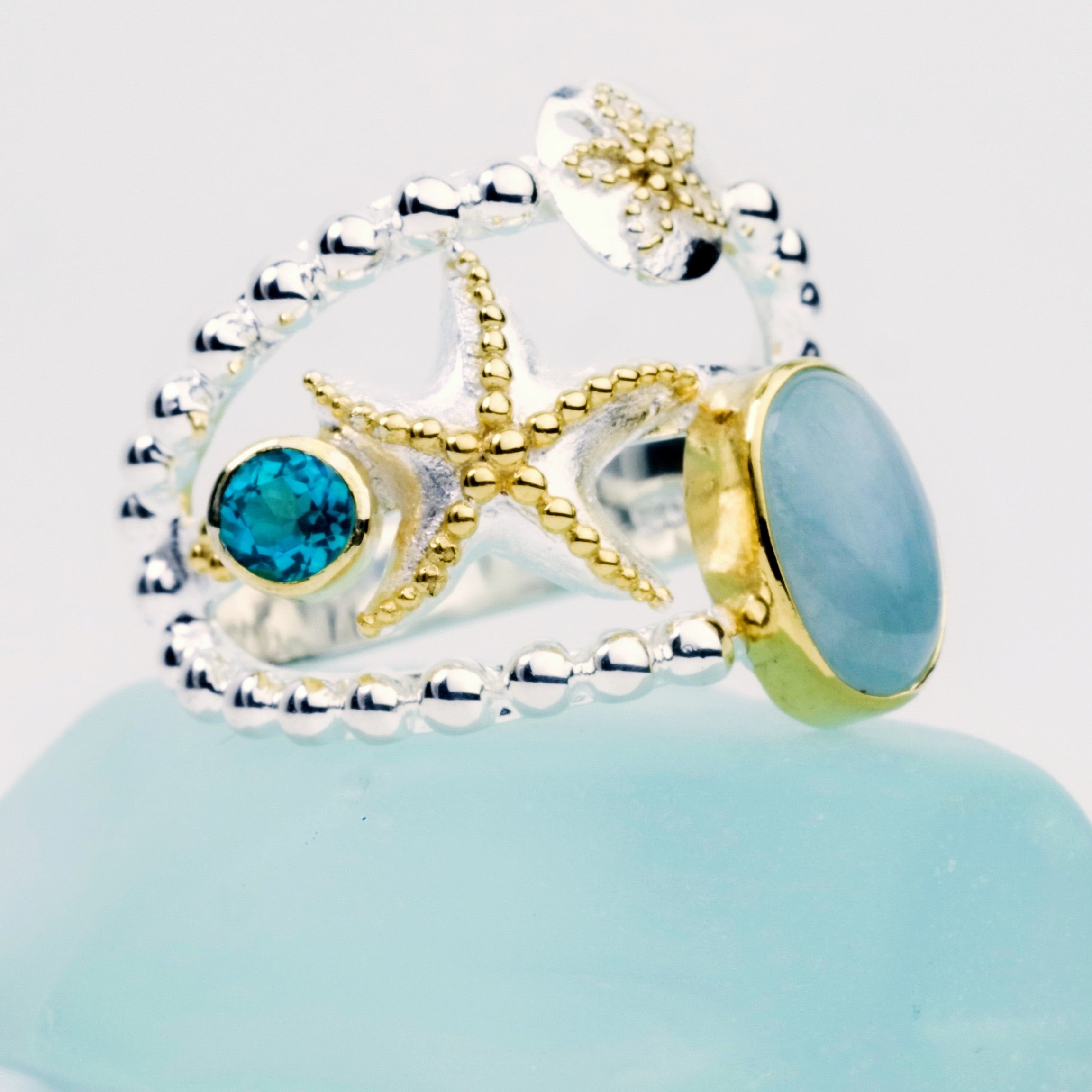 MICHOU ROPING STARFISH AQUAMARINE RING – Whale's Tale & Splash Gallery