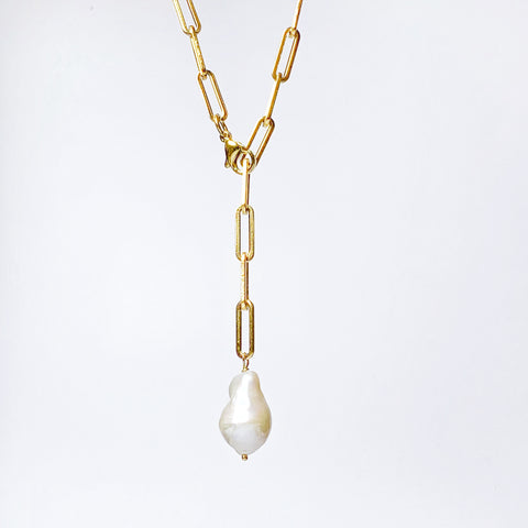 Pearl Paperclip Chain Necklace