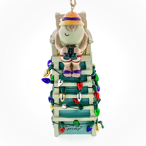 Santa Ornament in Lifeguard Chair