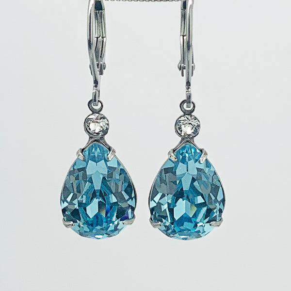 TEARDROP CRYSTAL DROPS-AQUA
