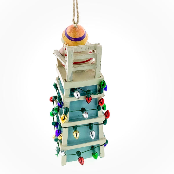 Santa Ornament in Lifeguard Chair