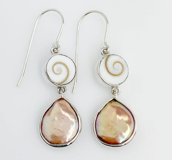 SHIVA SHELL & PEACH PEARL DROP