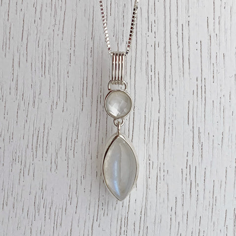 Rainbow moonstone drop necklace