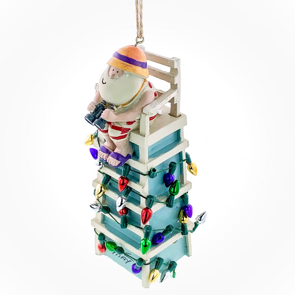 Santa Ornament in Lifeguard Chair