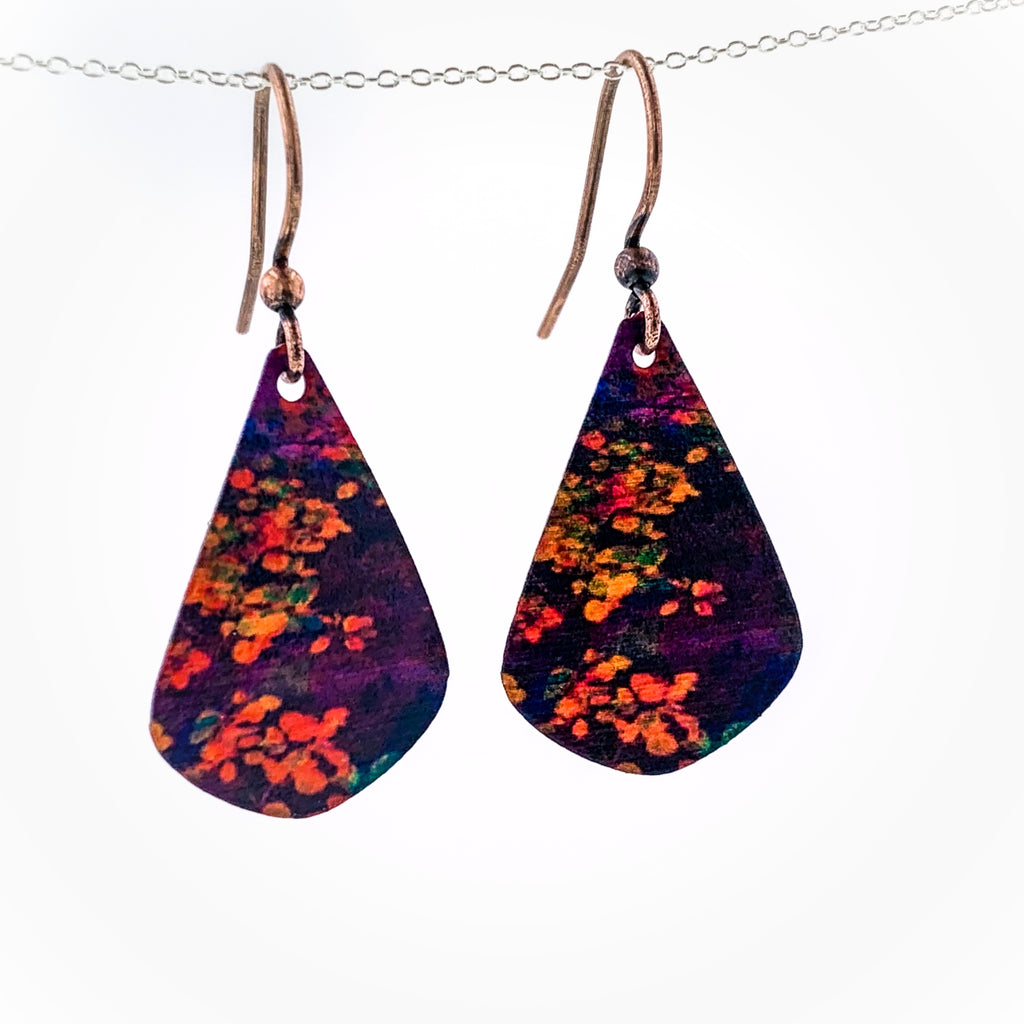 Purple/ Orange Teardrop Earrings